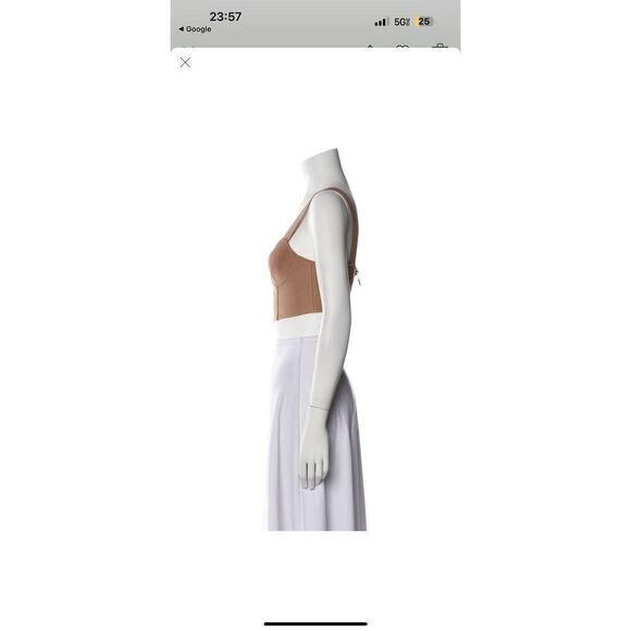 NWT HERVE LEGER structured beige bustier crop top Beige sz XL - Picture 2 of 10